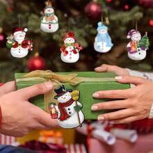 12 piezas/24 piezas Adornos de muñeco de nieve navideños, adornos de árbol de Navidad de madera, adornos de artesanía de madera falsa festiva, decoraciones sin plumas estacionales, adornos navideños no eléctricos para decoración del hogar, decoración de habitación de invierno