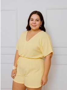 Elegant Casual Romper With Tie Back – Comfort And Style In One Piece - Yellow - View 6