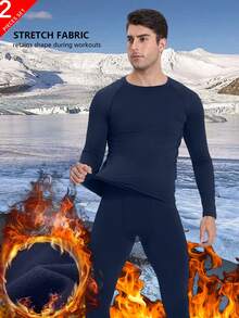 男士保暖内衣套装、户外运动跑步保暖内衬衬衫、秋冬户外滑雪打底衫套装、保暖睡衣保暖衬衫、寒冷天气保暖内衬套装