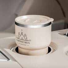 1 pieza Taza de café de acero inoxidable 304 de 400ML con tapa, vaso aislado de doble capa, vaso de bebida de gran capacidad de pared doble portátil, taza termo, taza reutilizable resistente al frío y al calor para té, leche, café, recipiente duradero para bebidas, adecuado para estudiantes y adultos en la escuela, oficina, campamento al aire libre, picnic, viaje