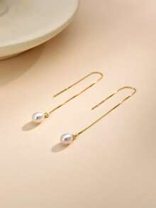 1 par de pendientes de perla natural de plata de ley 925, regalo para mujeres, Día de la Madre, San Valentín, cumpleaños, boda, compromiso, novia