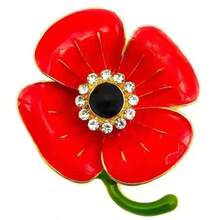Red Enamel Poppy Flower Brooch, Gift For Remembrance Day In The UK - Multicolor - View 8