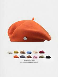 1 chiếc Mũ nồi nỉ trơn màu Unisex có logo kim loại trang trí, phong cách cổ điển thường ngày đa năng, thích hợp cho mùa xuân, mùa hè, mùa thu, mùa đông, thoải mái và thoáng khí, phù hợp với nhiều kích cỡ đầu, tuyệt vời cho các hoạt động hàng ngày, ngoài trời, cắm trại, đi bộ đường dài, đạp xe, bãi biển, tiệc tùng và nhiều dịp khác - MM2437 - Xem 1