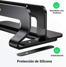 Soporte Vertical para Laptop para Escritorio, Base Stand Porta Ajustable para Ordenador Portátil, Soporte de Escritorio de Aluminio Compatible con Air Pro, Microsoft Surface Laptop - Negro - Ver 6