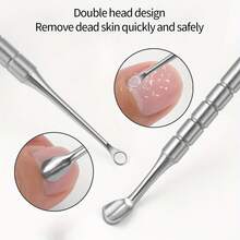 1 szt. wysokiej jakości stal nierdzewna do odsuwania skórek, narzędzie do pielęgnacji paznokci, zmywacz do paznokci, dwustronny odsuwacz do kopyt, odpowiedni do salonów kosmetycznych i techników paznokci