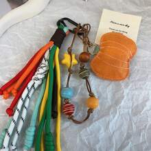 Pandantiv colorat de toamnă timpurie în stil coreean, frânghie de nailon cu mărgele de ulei și ceară retro, breloc de culoare contrastantă