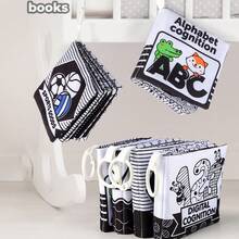 1Pc Black And White Baby Cloth Book For Toddler,Stroller And Crib Hanging Toy,Animal/Fruit/Alphabet/Number Theme,Early Learning Cloth Book For Infant - Multicolor - View 11