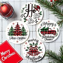 4/8 miếng lót ly chủ đề Giáng sinh, miếng lót ly thấm hút họa tiết Giáng sinh dùng cho cà phê, nhà bếp, bàn, phòng, trang trí quầy bar, quà tặng ngày lễ - Nhiều màu - Xem 1