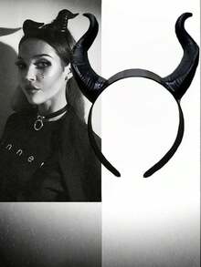 万圣节恶魔角头箍，节日服装头饰，角色扮演化妆派对嘉年华舞台表演装饰，发带，发箍，女士发箍 - 彩色 - 查看 10