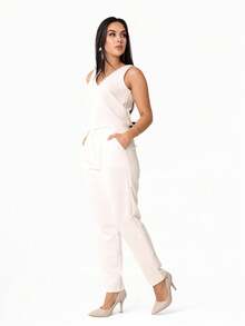 Tailored Set Elegant Set Set Of Wide Leg Pants And Blouse - trắng - Xem 3