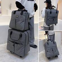 Rolling Travel Bags - Gray 4-wheeled Backpack With Single Drawstring - View 1
