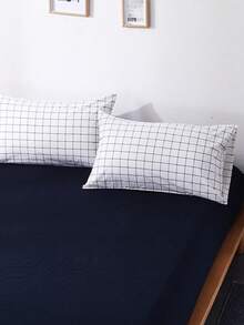 2pcs,Black And White Check, Boys, Dormitory,Solid Color Japanese Simple Solid Color, Super Soft, Breathable, Four Seasons, Simple Fashion, Leisure And Daily Life, Boys' Dormitory For Four Seasons, Pillowcase, Excluding Pillow Core, Bedding, Hotel, Household Items, Japanese SizeTwinFullQueenKing.