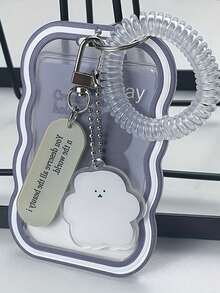 1 Stück Rückkehr zur Schule transparente Farbverlauf wellige Kartenhülle mit niedlichem Wolken- & inspirierendem Zitat-Anhänger - strapazierfähige TPU Buskartenhalter für den Campus, Urlaubsgeschenke