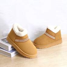 Damen bequeme, warme Schuhe mit dicker Sohle, runde Zehenkappe, kurze Schneestiefel, Design mit tiefem Schaft, warme, lässige Knöchelstiefel