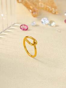 1 PC Geometric Hook Rings For Women Stainless Steel Gold Color Ring 2025 New Party Wedding Couple Jewelry Gift