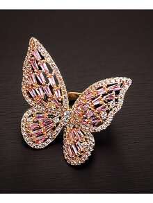 1 件锆石蝴蝶指节戒指，适合日常佩戴 - 淺粉色 - 查看 5