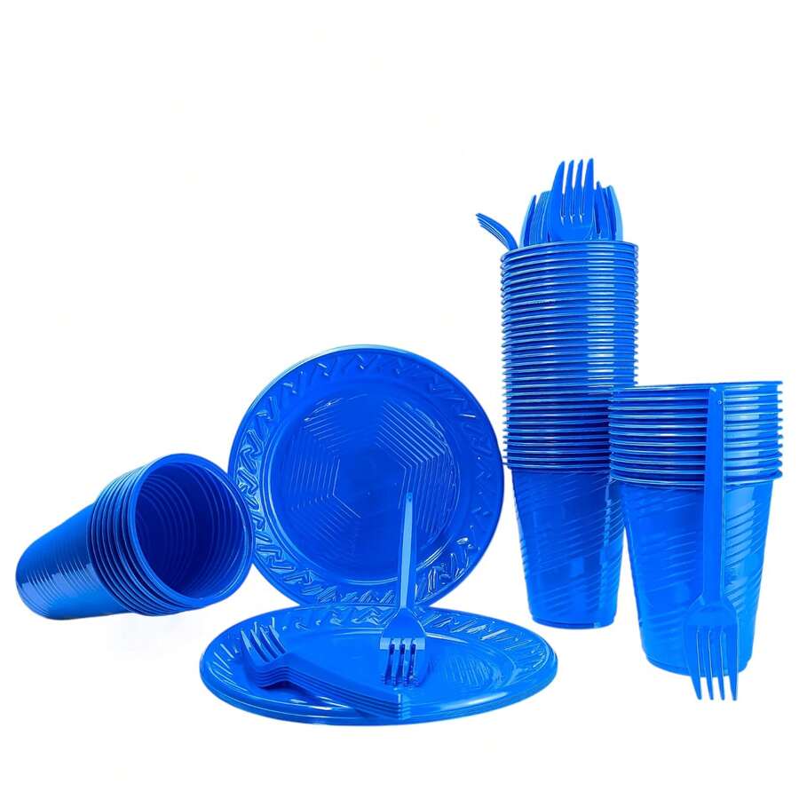 Economic Disposable Kit For 50 People And 150 Party Items - Blue - View 1