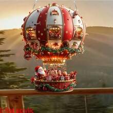 زخرفة معلقة على شكل بالون هوائي لسانتا كلوز بطراز بوهيمي من الاكريليك، لافتة وحائط ديكور بموضوع عيد الميلاد، ديكور متعدد الاستخدامات بطراز بوهيمي مع نص باللغة الإنجليزية، مناسب للمنزل والمطبخ والغرفة والصالة وديكور العطلات