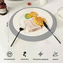 6 PCS Manteles Individuales Tejidos Redondos Manteles Redondos Individuales para Mesa 20cm Dimetro, Resistentes al Calor Lavables, Adecuado para Comedor, Cocina y Mesa de Comedor. - Gris claro - Ver 3