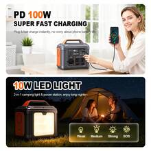 SBAOH 300W Portable Power Station - 296 Wh / 80000 MAh Solar Powered Generator,13 Outputs,Suitable For Home Backup, RV Camping, Emergency Power - Compatible With 60W Solar Panels (No Solar Panels)