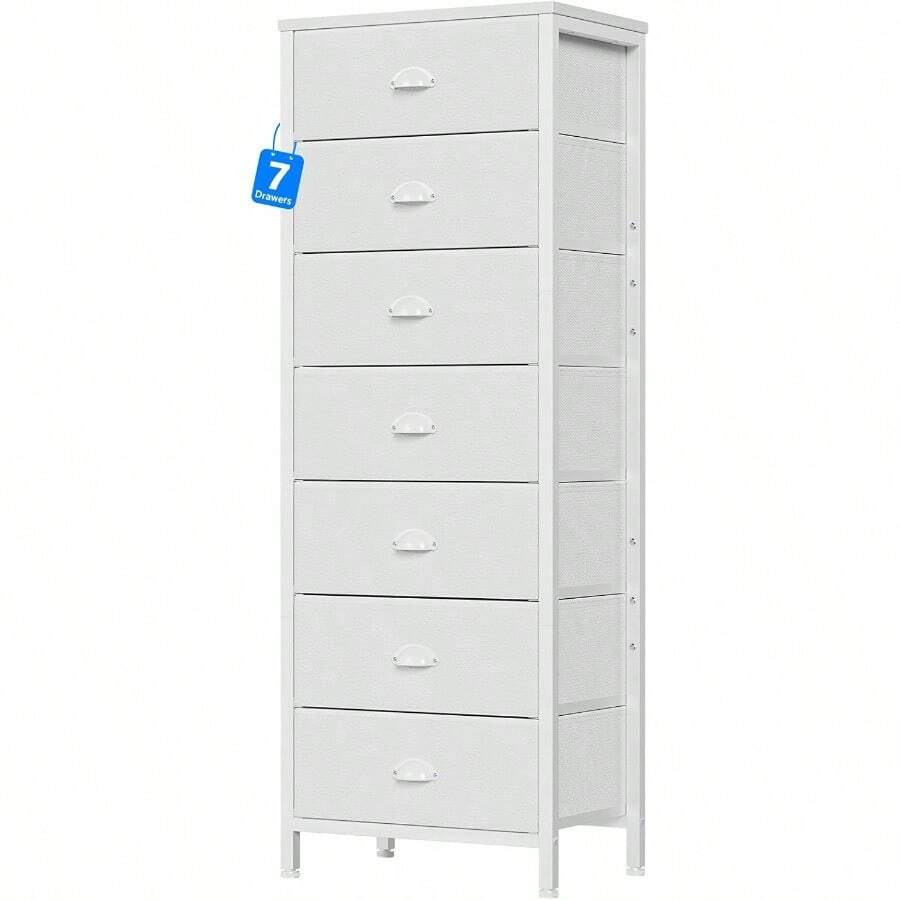 White Tall Dresser For BedroomVertical Storage Tower Unit And End Table ...
