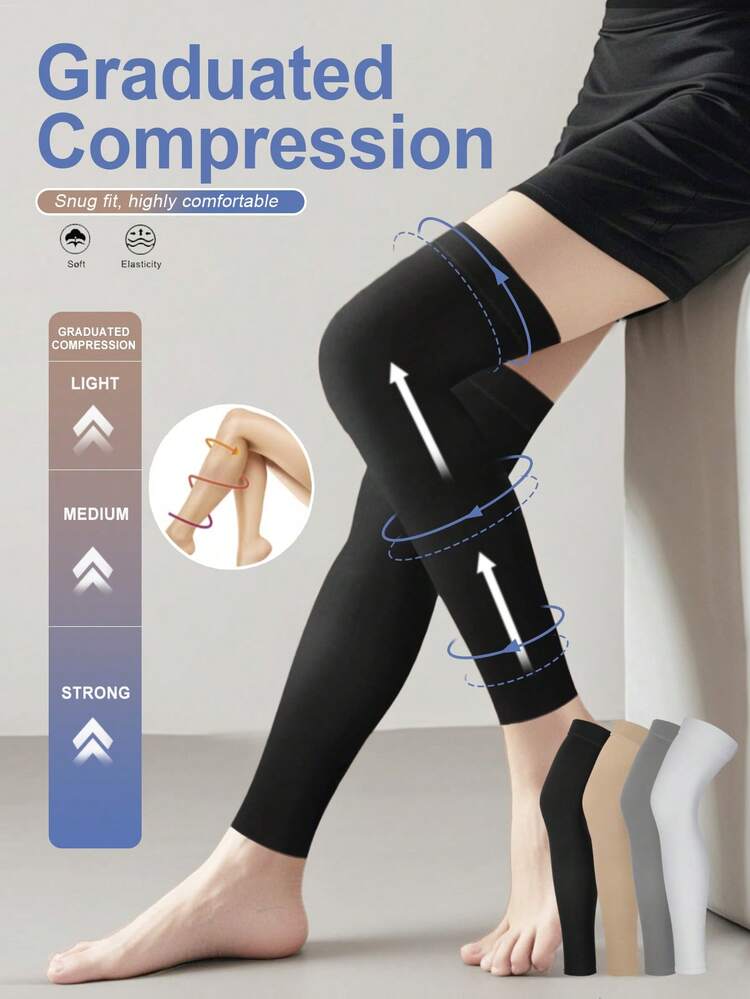 20-30 mmHg 压缩腿套，男女通用塑形弹力支撑防滑旅行瑜伽腿套，Y2K，舒适 - 彩色 - 查看 2