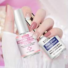Xioimy XIOIMY 2pcs Nail Strengthener Set, Pink & Milky White Nail Hardener, Odorless Water-Based, Decorative Manicure, Natural Transparent Pink Brightening Gloss, Long-Lasting Glossy Natural Quick-Drying, Nutritious & Healthy Nails