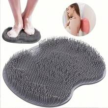 SoftBreeze Silicone Foot Scrubber With Suction Cup - Hypoallergenic Non-Slip Exfoliating Pads, Light Beige Dead Skin Cleansing Tool - Manual Foot Massager And Pedicure Set For Shower/Bath - Fragrance-Free Home Pedicure Kit
