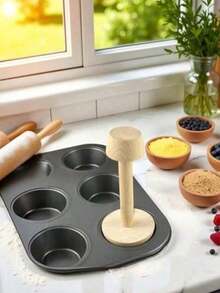 木制挞模，双面挞底模具，木制糕点模具，迷你挞模套装，DIY蛋糕烘焙工具，适用于迷你挞、芝士蛋糕、甜点（木制），适用于迷你挞、松饼、意大利面和甜点烘焙，厨房派对烘焙工具。 - 彩色 - 查看 9