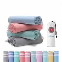 4 Packs Turkish Beach Towels Oversized Bath Pool Swim Towel Set Bulk Quick Dry Sand Free Extra Large Xl Big Blanket Adult Travel Essentials Cruise Accessories Must Have  Vacation Stuff - 薄型套裝多色淺色472x36英寸 - 查看 2