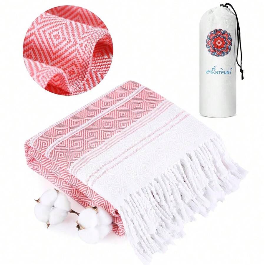 Turkish Beach Towels Vacation Essentials Quick Dry Sand Free Women Happy Birthday Gift Ideas Mom Mother Wife Sister Her Teacher Best Friend Retirement 50th 40th 30th Godmother Proposal - 加厚珊瑚172x36英寸 - 查看 1