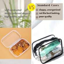 2 Pcs Portable Hard Clear Zipper Cases For Pencils Cosmetics Snacks Travel And Storage