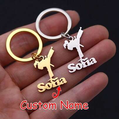 1 Móc Khóa Võ Thuật Tùy Chỉnh - Tên/Chữ Cái Cá Nhân Hóa, Thanh Lịch & Bền Chắc, Phù Hợp Cho Người Tập Taekwondo, Kung Fu, Karate - Món Quà Sinh Nhật, Tốt Nghiệp, Ngày Độc Lập Lý Tưởng, Phụ Kiện Cho Người Đam Mê Võ Thuật, Chất Lượng Cao, Quà Tặng Giáng Sinh