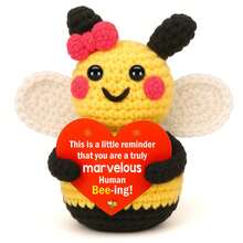 1pc Handmade Crochet Desktop Decor Ornament, Cute Bee Design, Ideal Gift For Best Friend, Birthday, Sister, Mom, Grandma, Unisex, Keychain, Hanging Decoration, Positive Vibes, Party, Halloween, Christmas, Plush Doll, Room Decor, Small Gift, Souvenir - Multicolor - View 8
