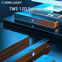 Kinglucky Barra de sonido premium, sonido envolvente, tamaño grande, montaje en pared o sobre mesa, audio de alta fidelidad, ideal para entusiastas del cine en casa y la música, sonido cristalino y graves profundos. Equipada con luces RGB, apariencia elegante. Sistema de audio de barra de sonido, sistema de audio para TV, control remoto, cable coaxial, cable de audio, compatible con conexión inalámbrica, USB, tarjeta TF. Adecuado para conexión a TV/computadora/móvil, gran regalo. - Unitalla - Ver 7