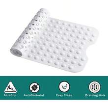 Alfombrilla de bao Antideslizante con ventosas, 100x40cm40x16in Tapetes para Tina de Bao extralargas antimoho, Lavable a mquina, sin ltex para Ancianos y nios. Black - Blanco - Ver 5