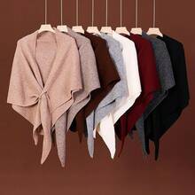 Shawl Wraps Women, Knitted Shawls And Wraps Cardigan Cape Wool Cashmere Shoulder Top Sweater Shawl Scarf - 紅色 - 查看 3