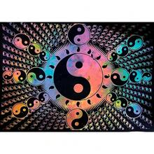 ICC Small Color Yin Yang Poster Tapestry Decoration Wall Decor Hanging Art Gift Tapestry  Wall Hanging Hippie Hippy Dorm Decor Bohemian College Dorm (Black)-420 - FLack - View 3