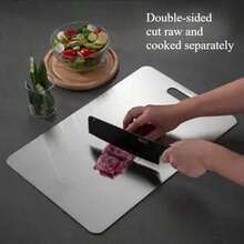 1PC Stainless Steel Cutting Board With 3 Sizes, Double - Sided Kitchen Chopping Board, Easy Clean & Storage Tool For Fruits Vegetables - 1PC Small 20*30cm - View 8