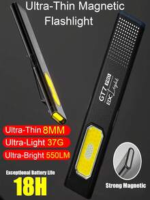 Lanterna Magnética COB de 550 Lúmens com Carregamento USB-C, Luz Portátil à Prova d'Água IPX4 para Reparos Automotivos, Camping, Emergência, Cabe na Caixa de Ferramentas e Mochila