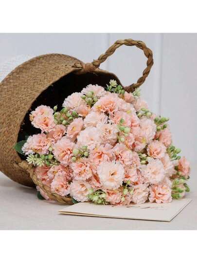 1/3 pièces Bouquet de fleurs en plastique blanches artificielles de œillet. Cadeaux pour la fête des mères, décoration pour anniversaire, mariage, panier de fleurs, bouquet de mariée. Décoration pour la maison, salle à manger, chambre, rebord de fenêtre, vase. Décoration pour le nouvel an, le jardin, la rentrée scolaire