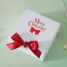 5pcs Merry Christmas Square Candy Gift Box With Bowknot ,Perfect For Christmas Gift Wrapping,European Classic Candy Box,Party Decoration Supplies,High-Grade Cardboard Dessert Candy Gift Box, - Square Flip Box - View 9