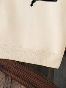 Young Boy Letter Print Warm Sweatshirt - Apricot - View 5