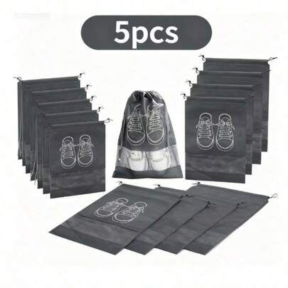 5pcs Ultra-Lightweight Shoe Storage Bags,Multifunctional Grey Dust-Proof Shoes Bags Space-Saving Travel Organizing Bags Suitable For Travel, Home, And Wardrobe Storage