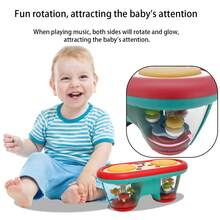 Baby Musical Instrument Double Drum Toy Sensory Learning Baby Tummy Toy Multifunctional Rotating Light Up Toys, Improve The Baby's Manual Ability (Without Battery)