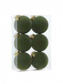 6 قطع زينة شجرة عيد الميلاد من المخمل - كرات بلاستيكية مغطاة بالنسيج، غير كهربائية، بدون ريش، مناسبة بشكل عام لديكورات العطلات