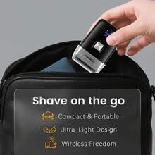 1 pieza Afeitadora eléctrica recargable por USB con pantalla LED para hombres, máquina de afeitar rotativa Hatteker - Negro - Ver 5