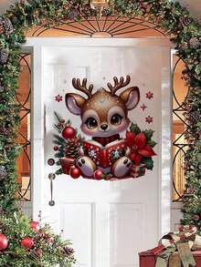 1PC Adorable Christmas Reindeer Toilet Decal Wall Sticker - PVC Self-Adhesive Waterproof Festive Bathroom, Toilet, And Wall Decor With Santa Hat, Gifts,Holly Accents,For Home Decoration, Bathroom Decorations Wall Stickers Stickers Home Decor Christmas Decorations Christmas Decorations Home - Multicolor - View 8