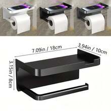 3pcs Wall-Mounted Tissue Box Holder With Phone Stand, Adhesive No Drilling Required, Multi-Functional Space Saving, Suitable For Bathroom Storage, Durable Plastic Modern Design Stylish Home Decor