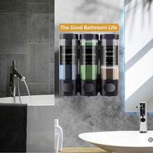 Shampoo And Conditioner Dispenser, Shower Dispenser 3 Chamber No Drill Shampoo Dispenser For Shower Wall Mounted Shower Soap Dispenser For Bathroom Hotel, 3*300ML - 黑色 - 查看 7